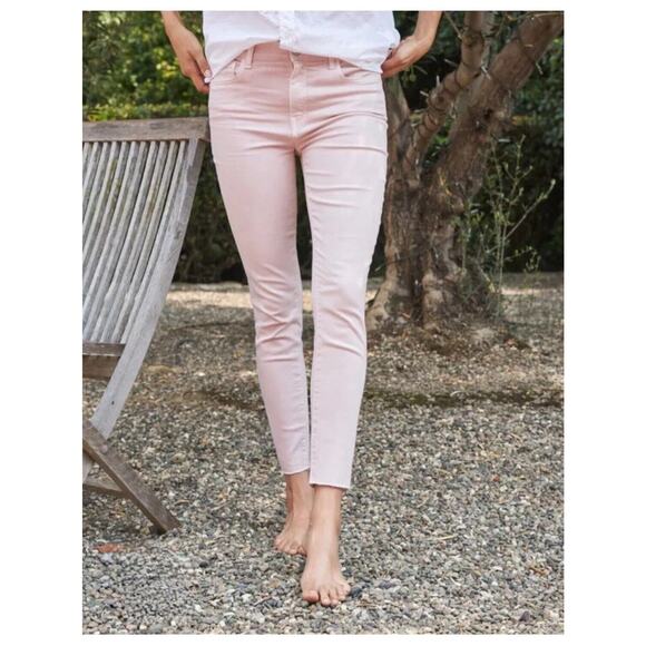 L'Agence Sada High Rise Cropped Slim Fit Raw Hem Jeans Sz 25 light pink - Picture 1 of 12